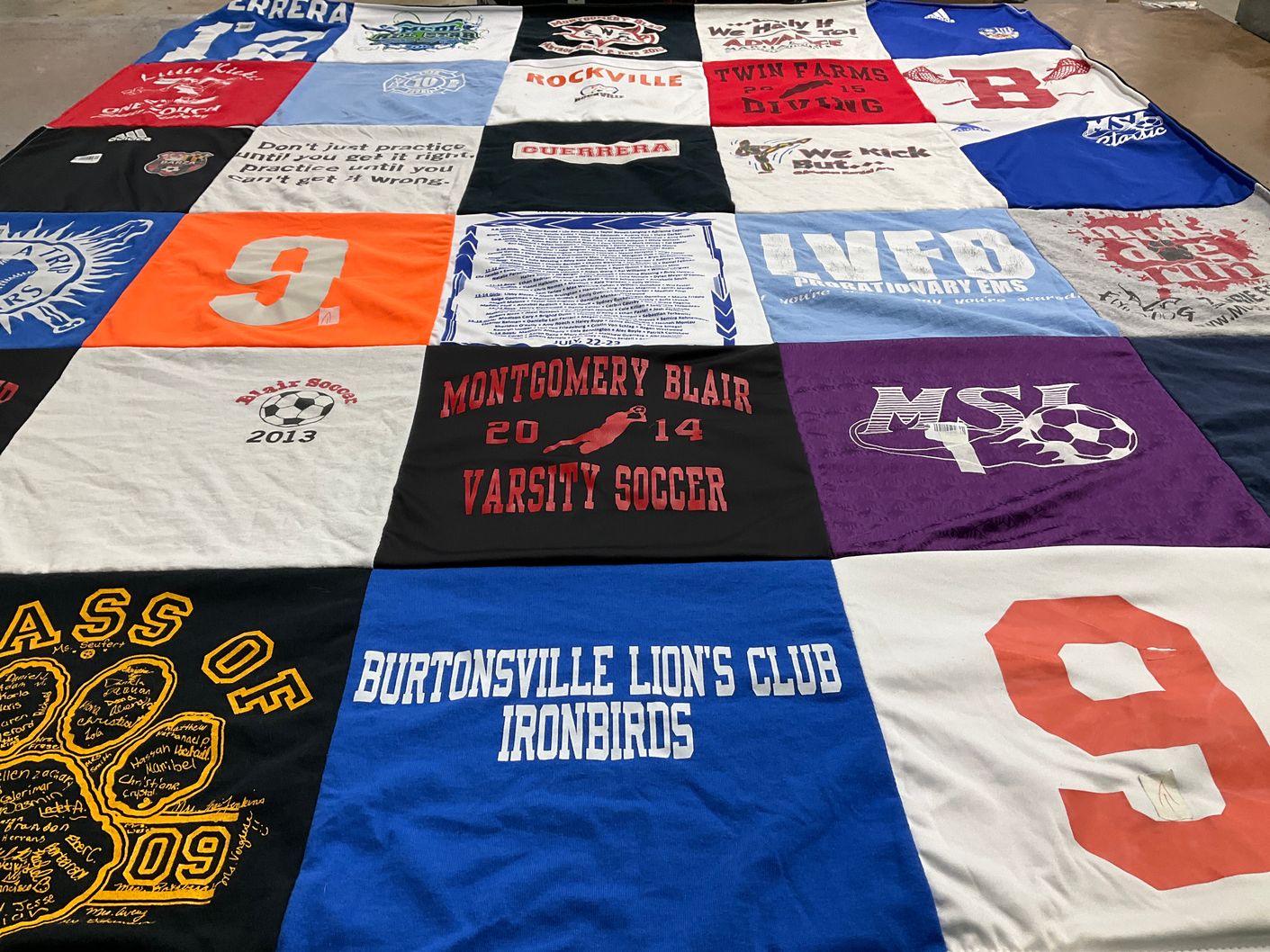T-shirt quilt from montgomery blair high school by Carol from MD
