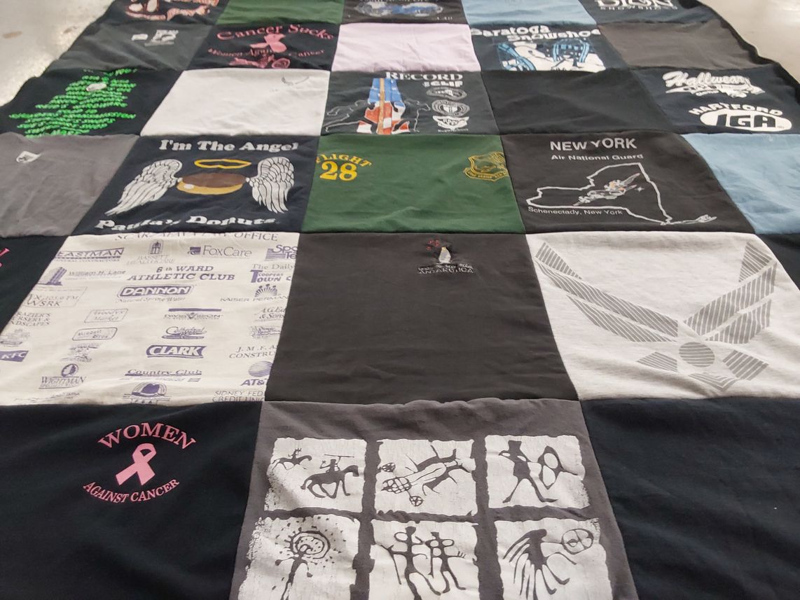 T-shirt quilt with charity, health themes by Penny from NY