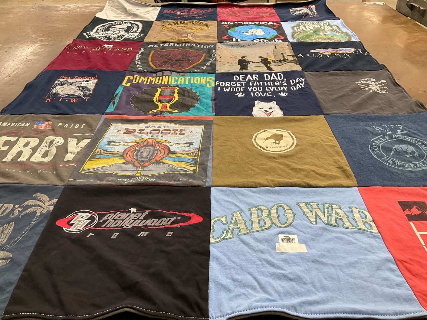 T-shirt quilt with travel, family themes by BONNIE from NY