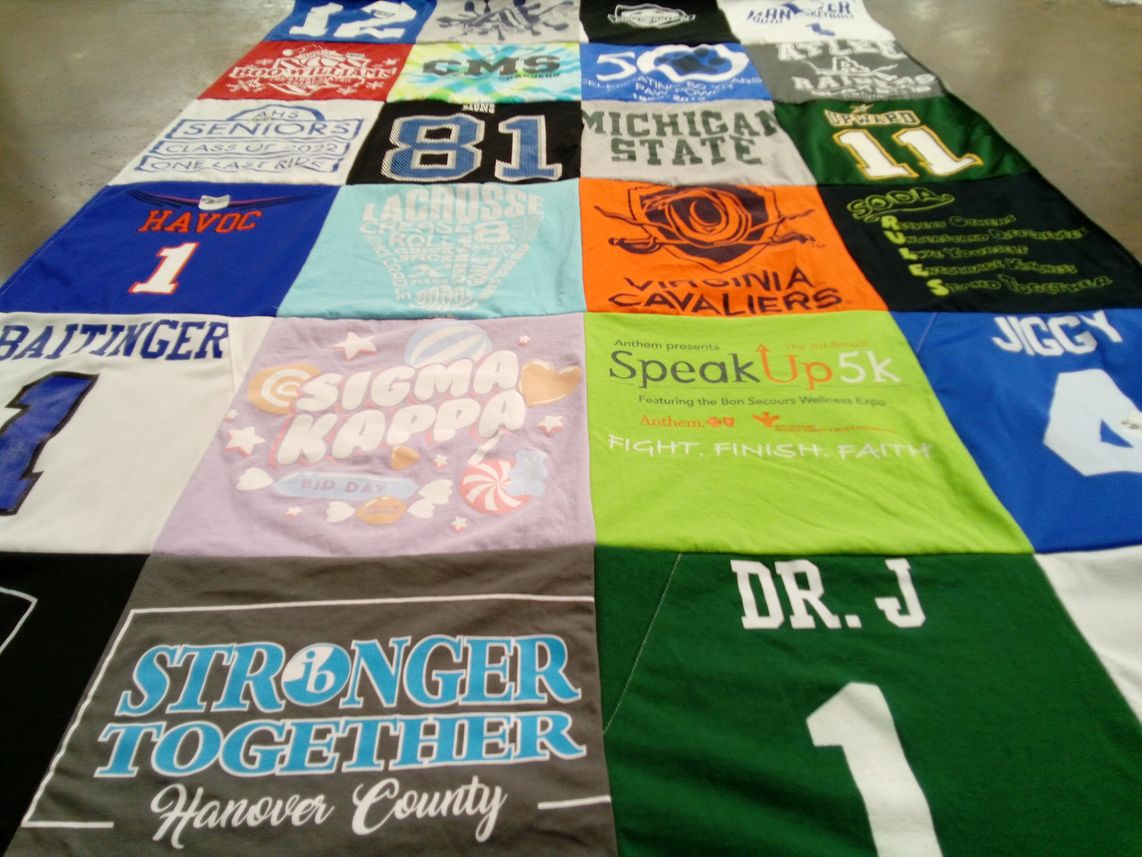 T-shirt quilt from michigan state university, university of virginia by Julia from VA