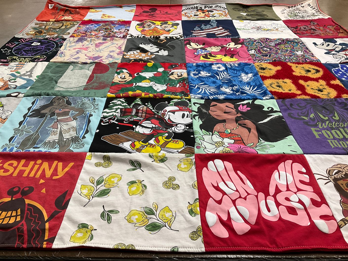 T-shirt quilt with disney, animation themes by Heather from PA