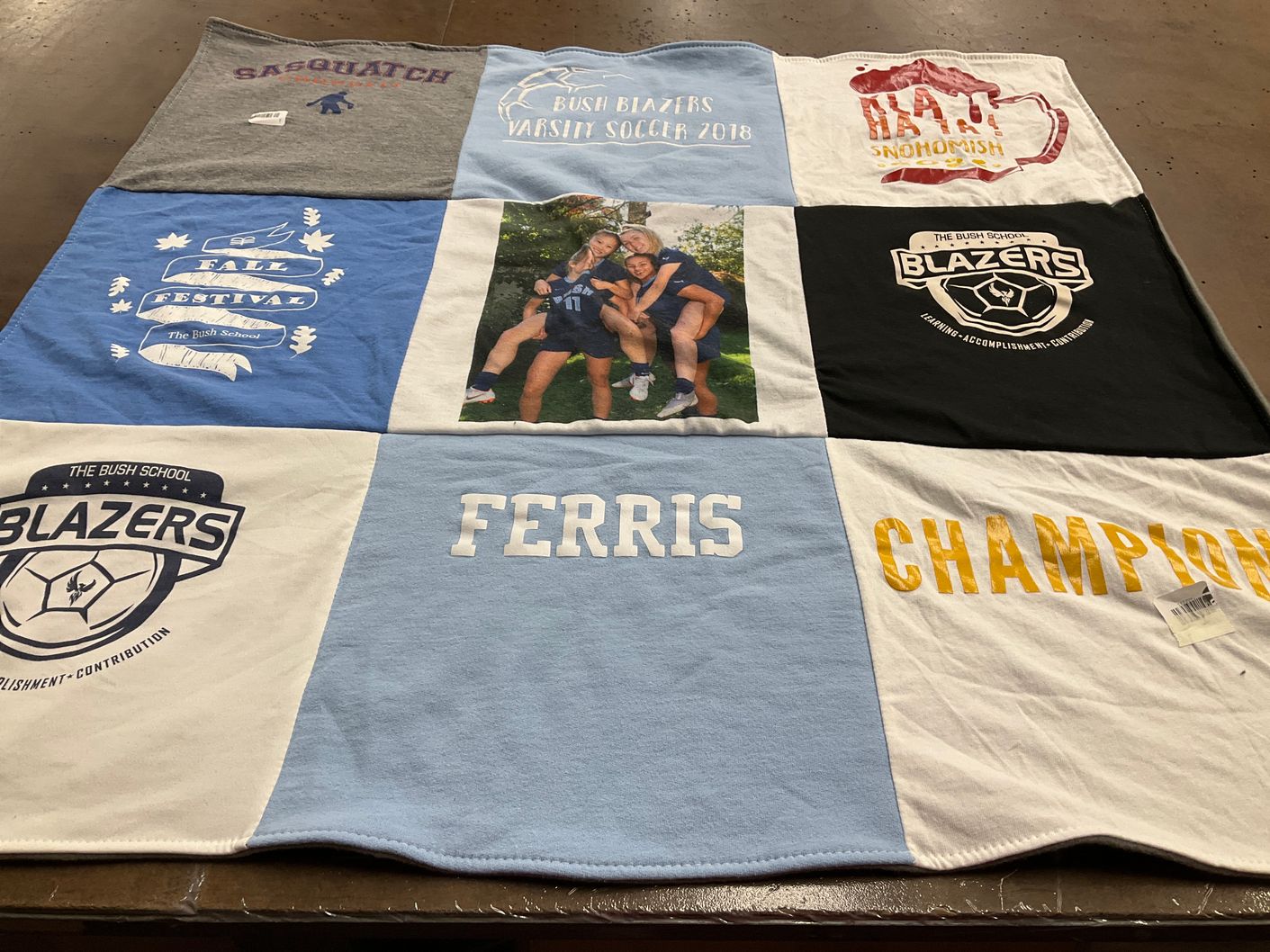 T-shirt quilt featuring blazers soccer by Madison from WA