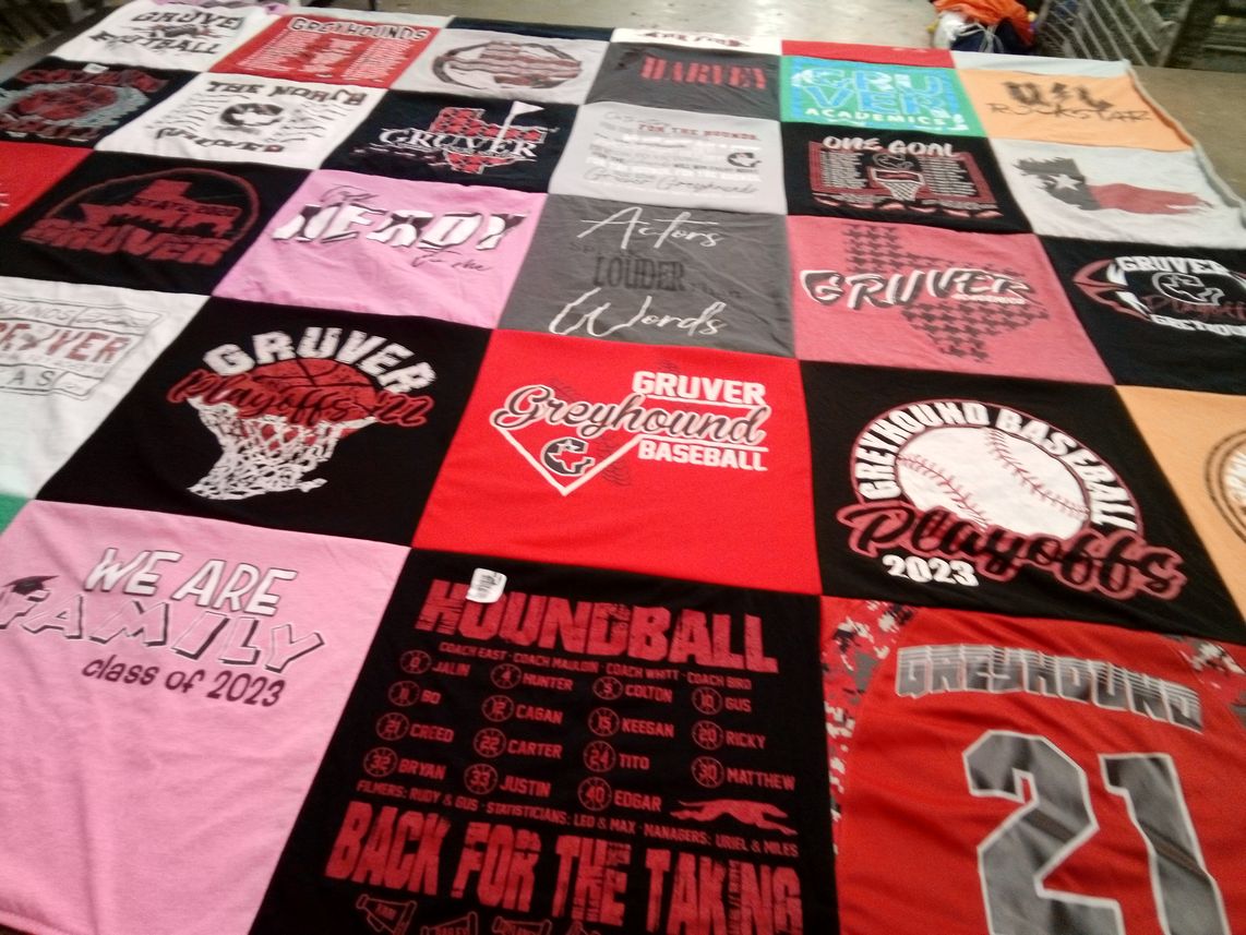 T-shirt quilt featuring gruver high school baseball by Jennifer from TX