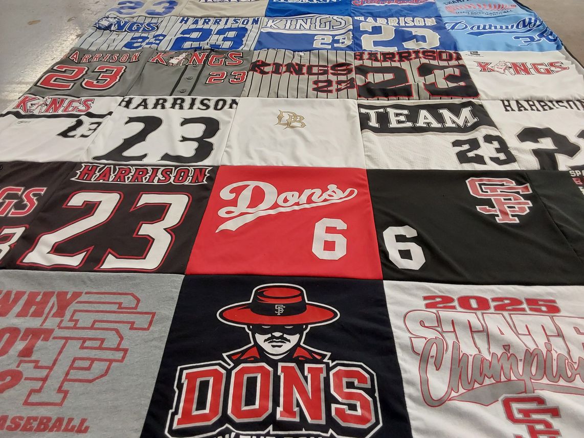 T-shirt quilt featuring harrison kings, sf dons by JaNae from UT