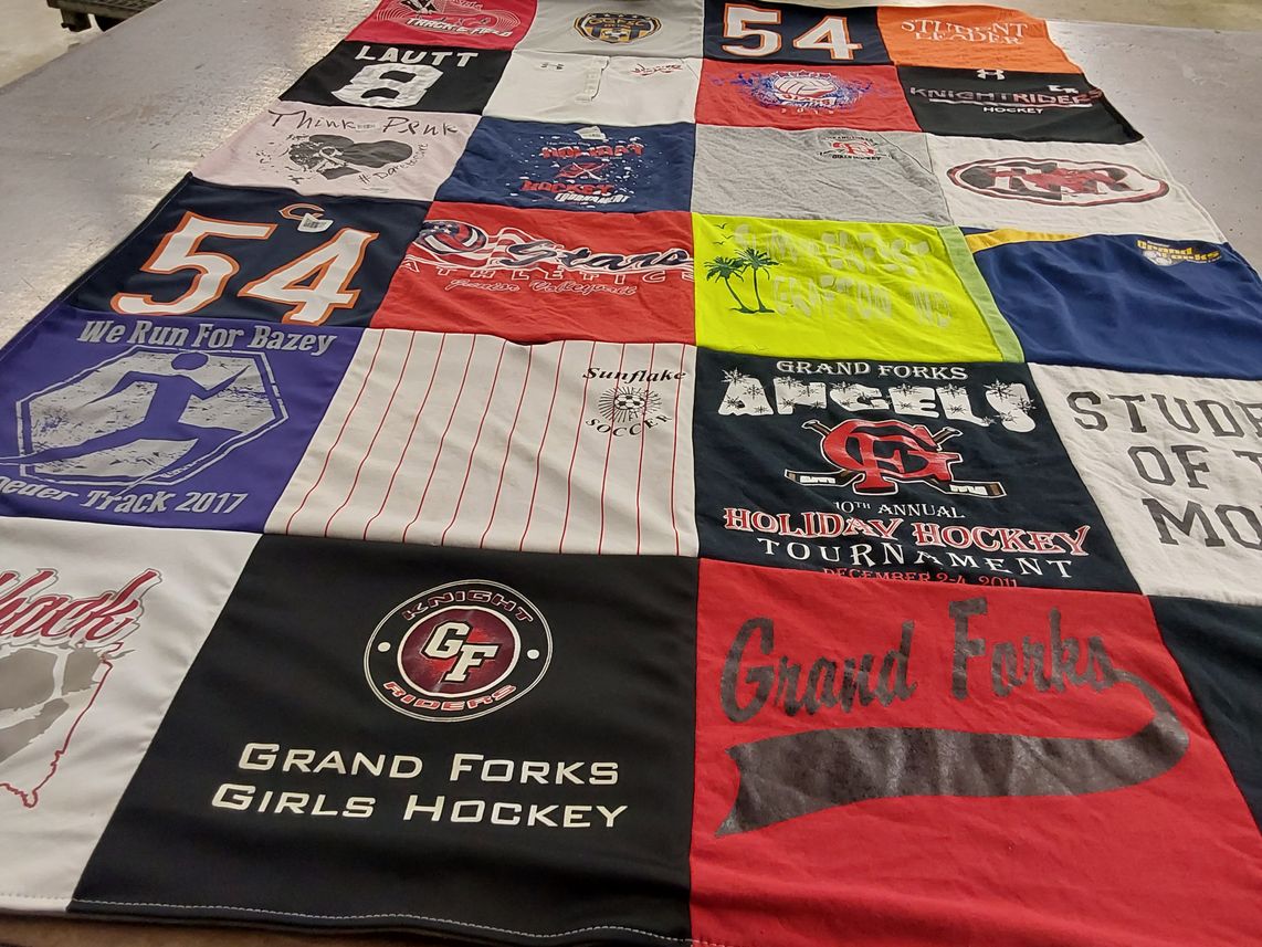 T-shirt quilt featuring grand forks angels, grand forks girls hockey by Linda from ND