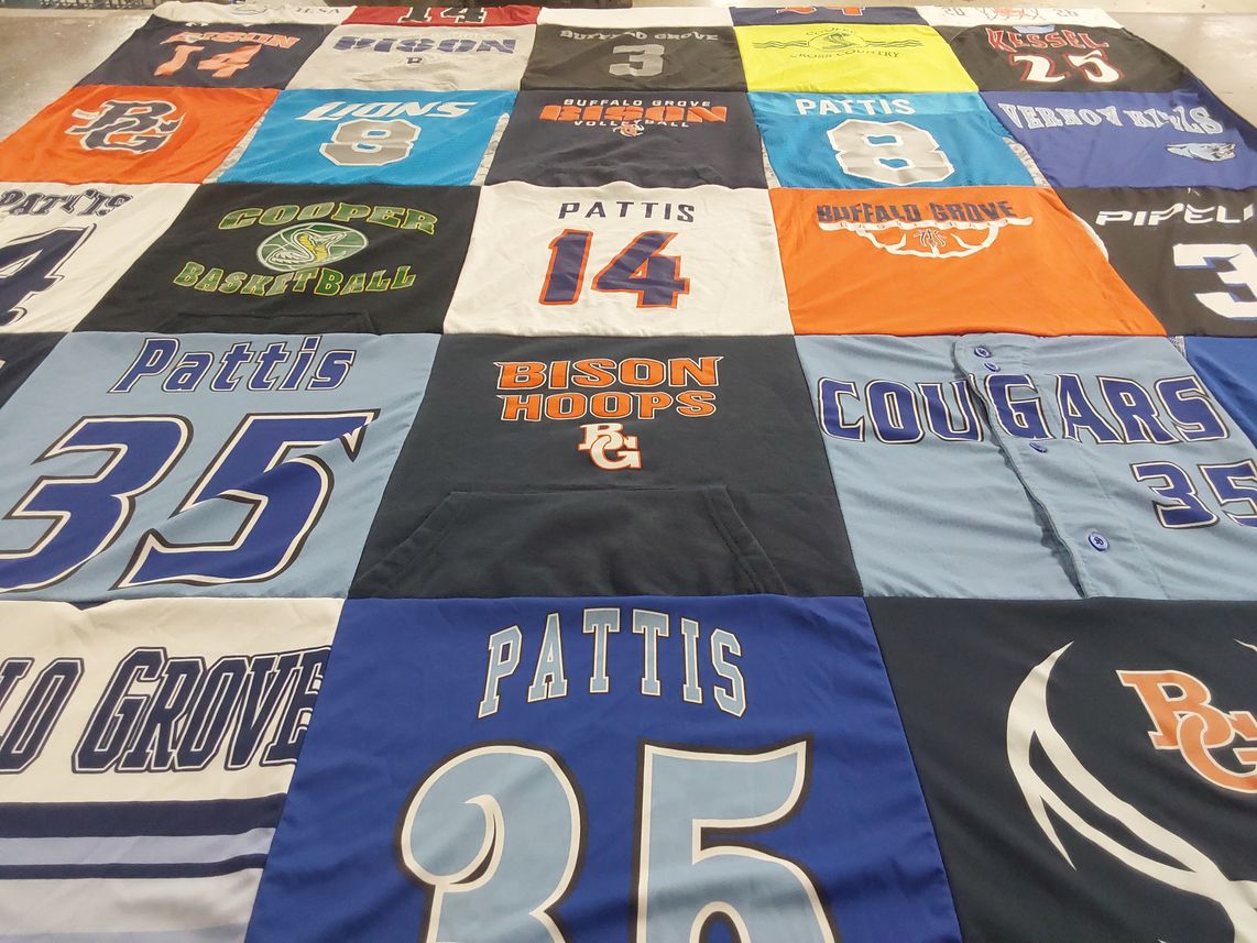 T-shirt quilt featuring buffalo grove high school basketball, buffalo grove high school cougars by Blanche from IL