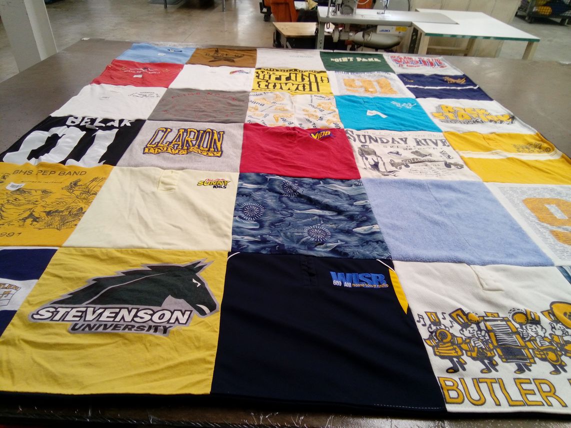 T-shirt quilt from clarion university, stevenson university by Tracey from PA