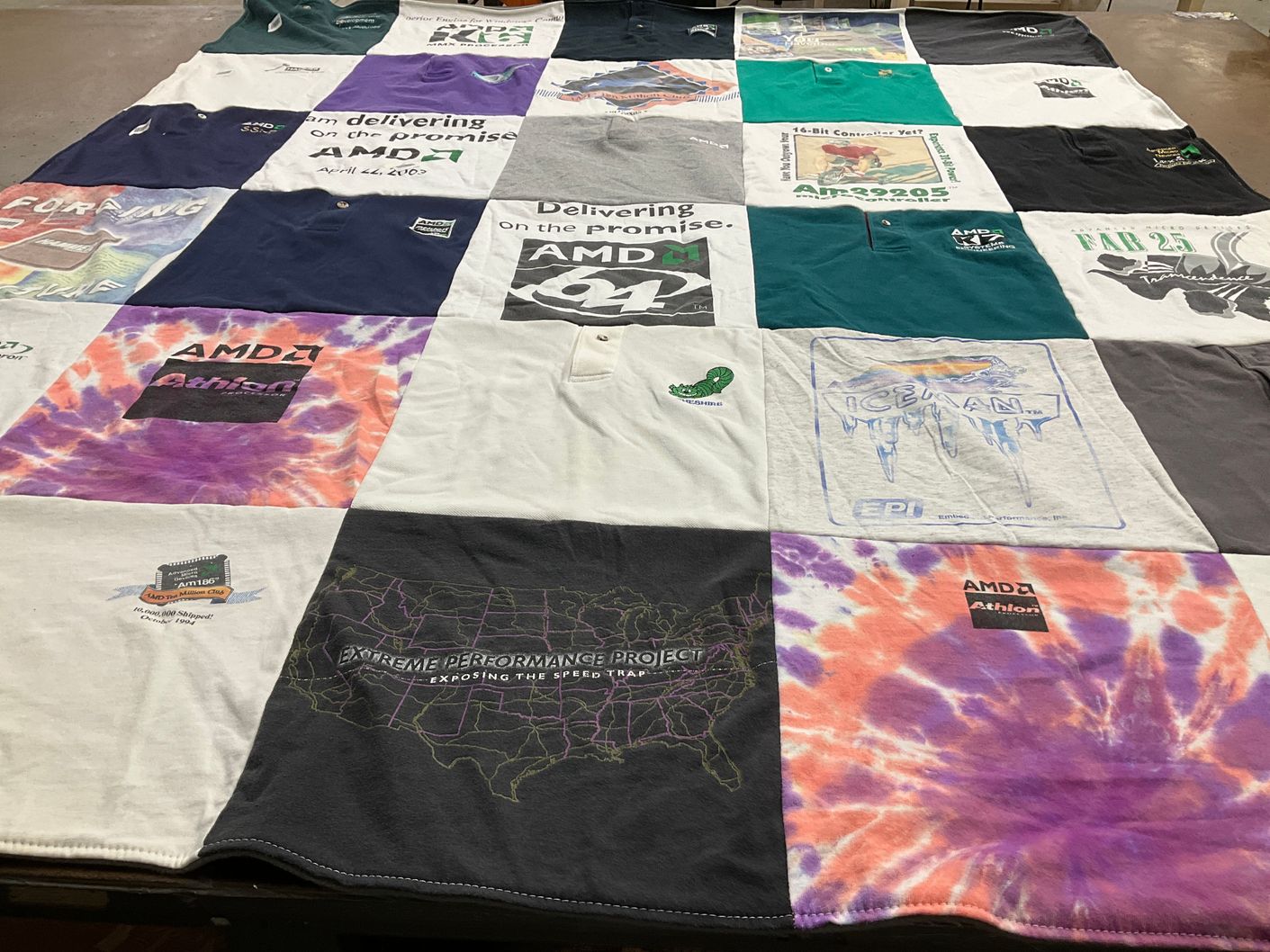 T-shirt quilt with technology, computers themes by Travis from TX