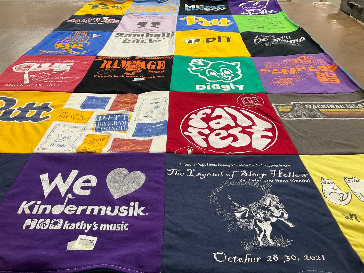 T-shirt quilt from university of pittsburgh by Julia from PA
