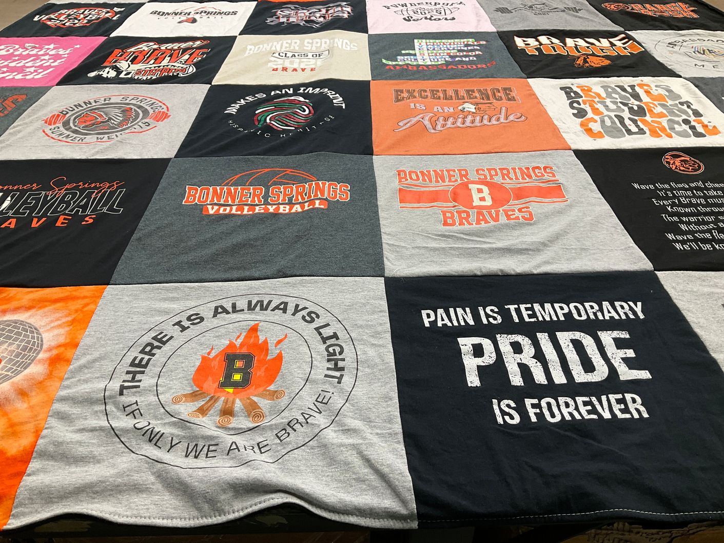 T-shirt quilt featuring bonner springs braves by Stephanie from KS