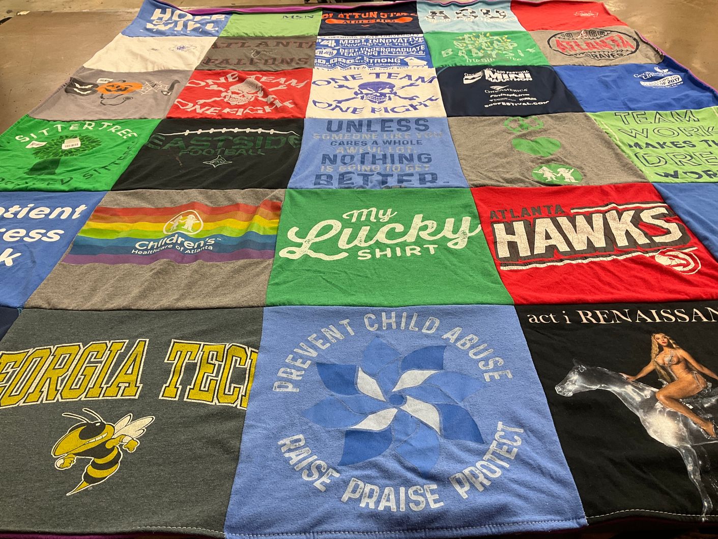T-shirt quilt featuring atlanta hawks by Lace from GA