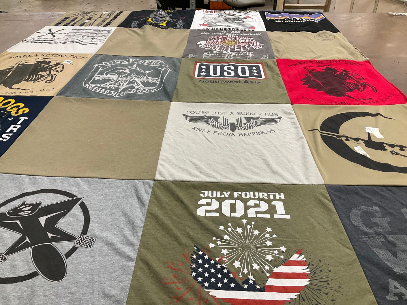 T-shirt quilt with military, national holidays themes by clayton from FL