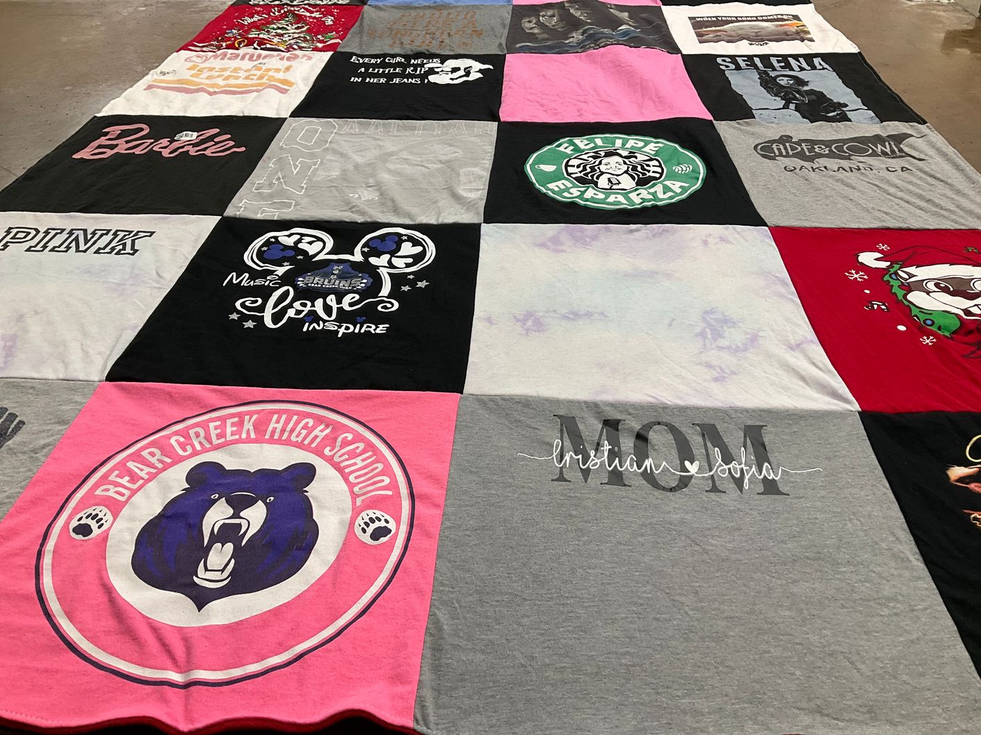 T-shirt quilt from bear creek high school by Diana from CA