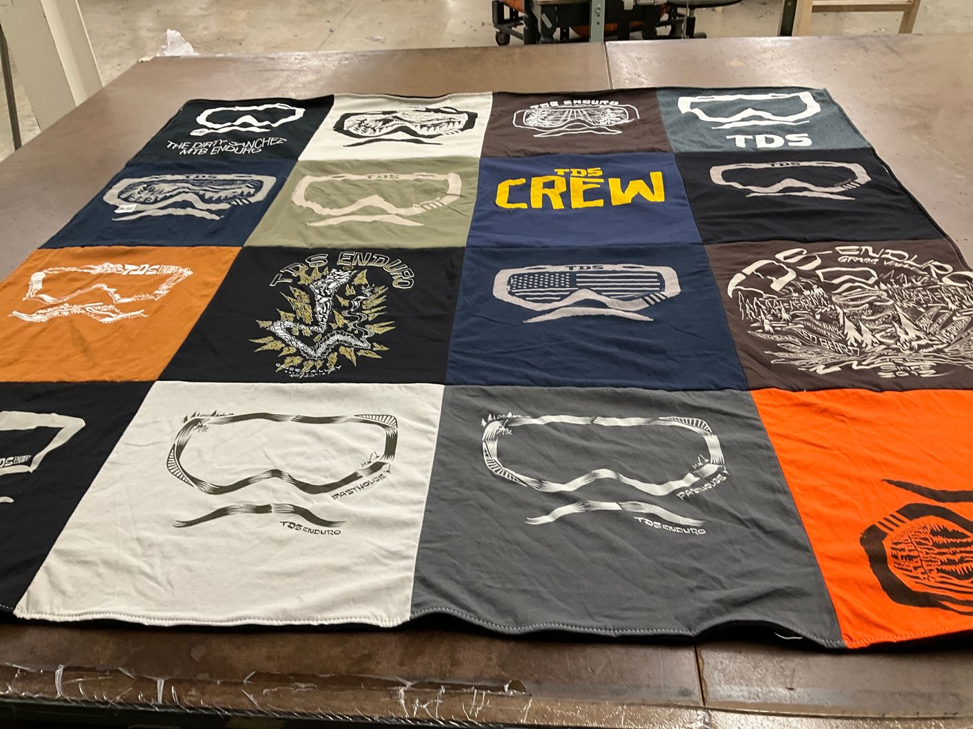 T-shirt quilt with enduro, riding themes by Debbie from CA