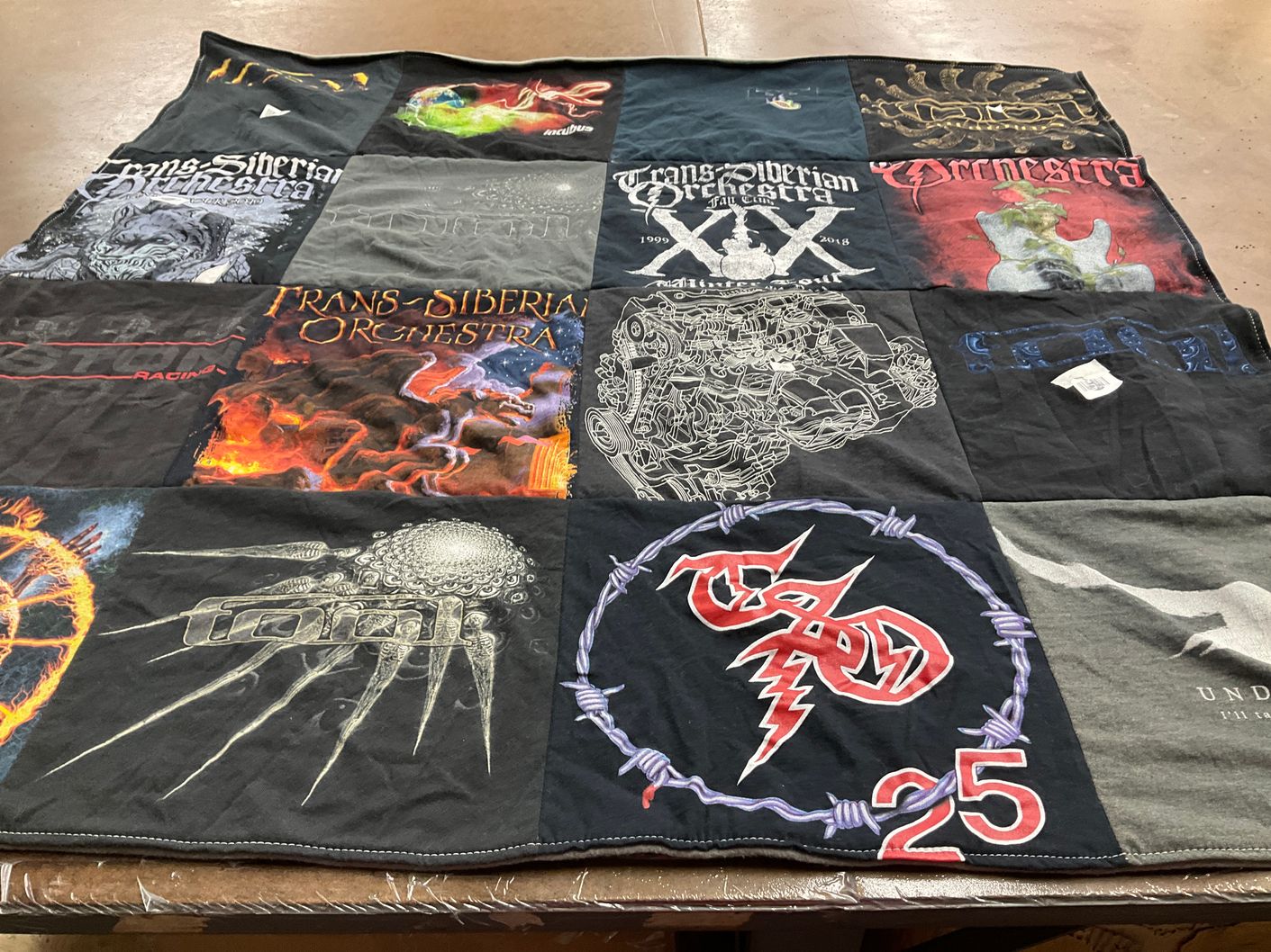 T-shirt quilt with music, rock themes by RHONDA from AL