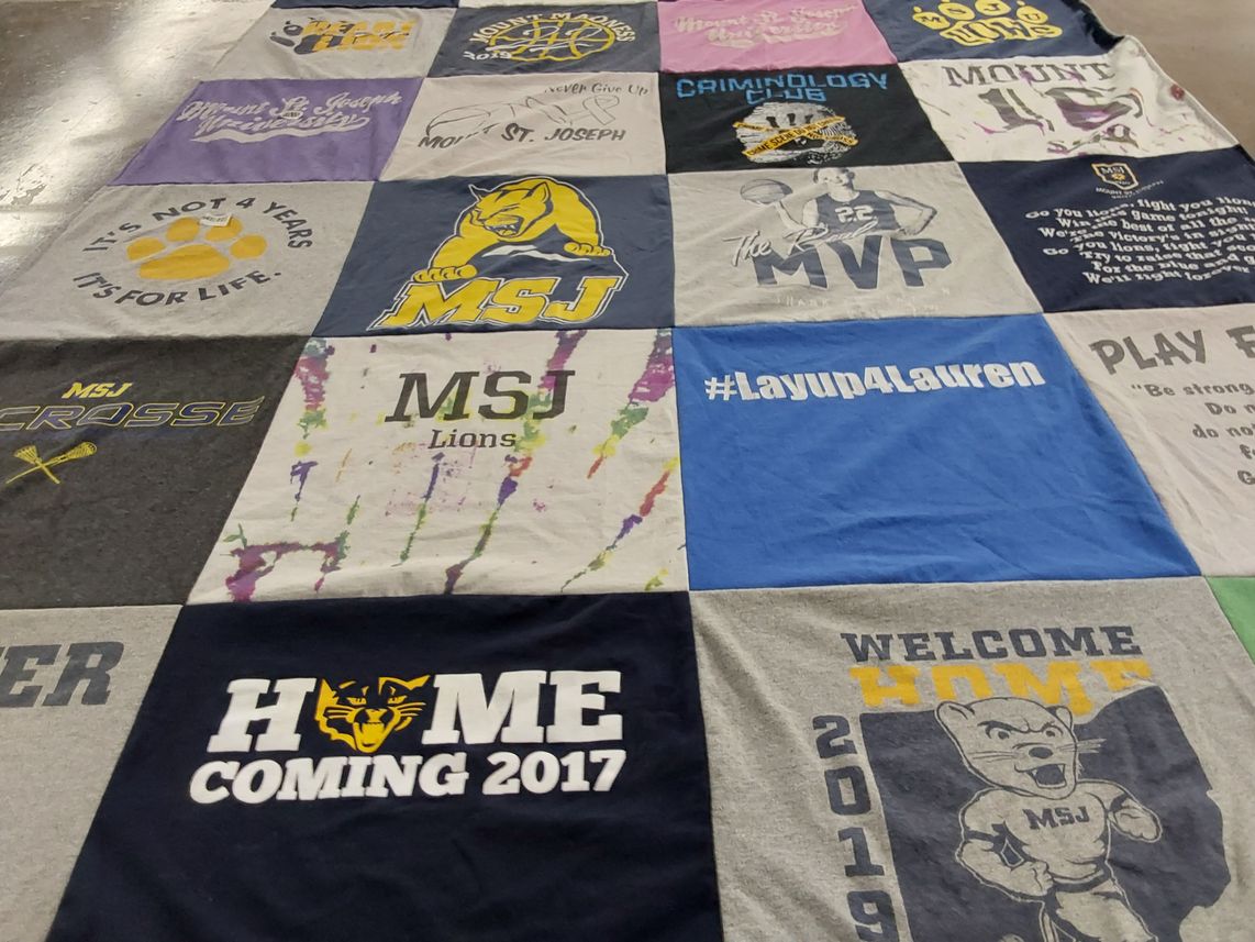 T-shirt quilt featuring mount st. joseph university lions by Shelly from OH