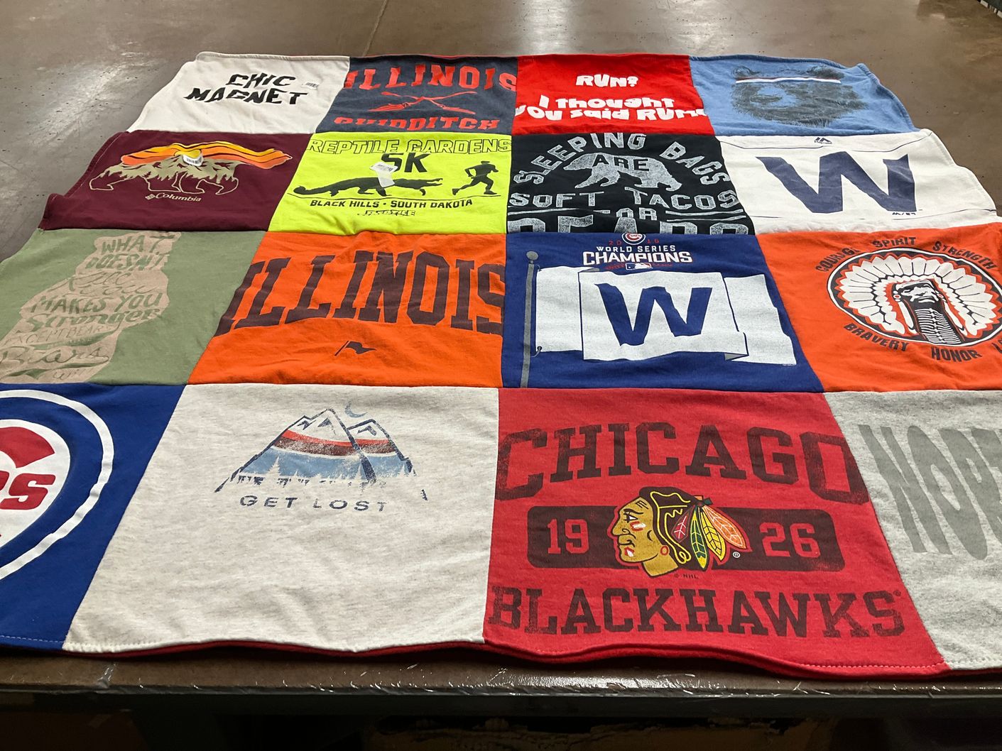 T-shirt quilt featuring chicago blackhawks by Licia from MN