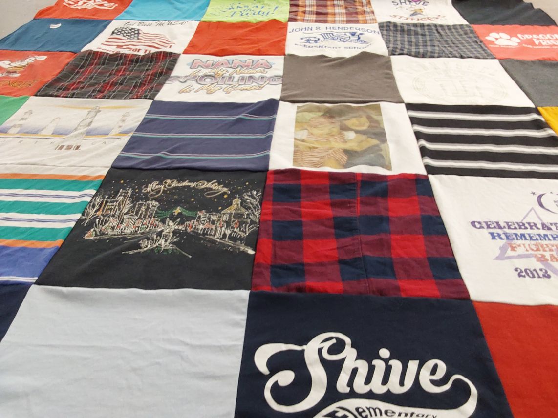 T-shirt quilt from shive elementary school by Erin from NC