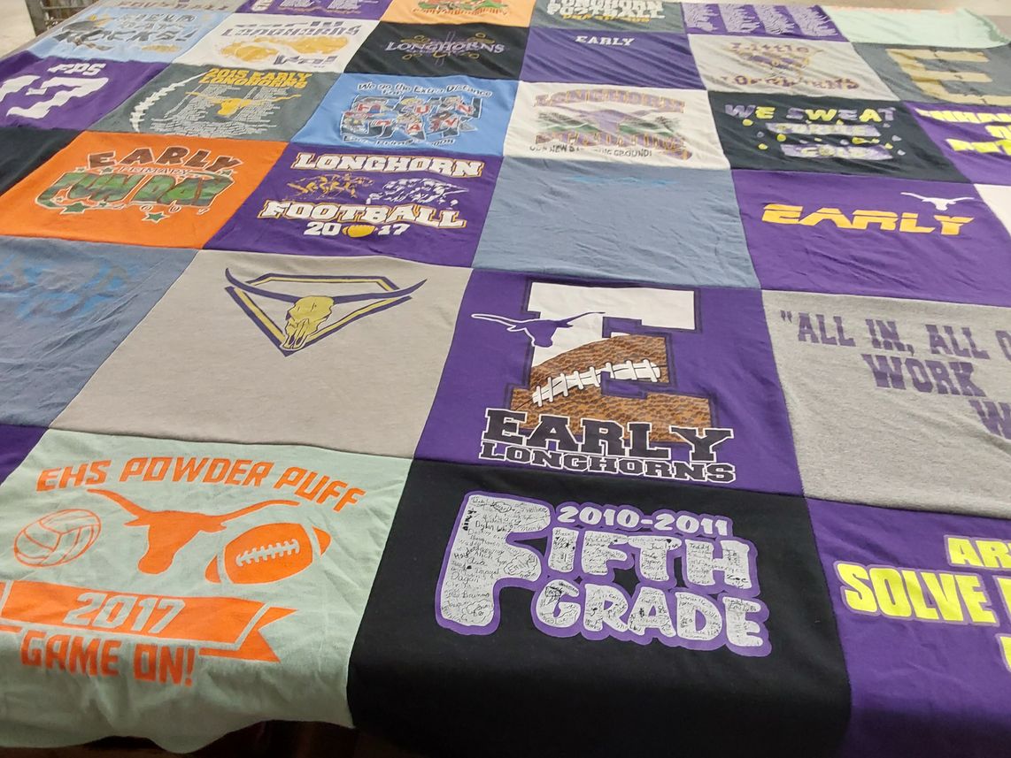 T-shirt quilt featuring early longhorns by Kris from TX