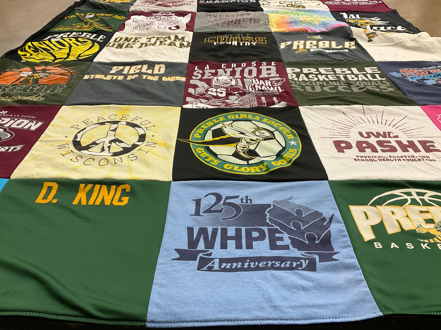 T-shirt quilt featuring preble basketball, preble girls soccer by Dominique from WI
