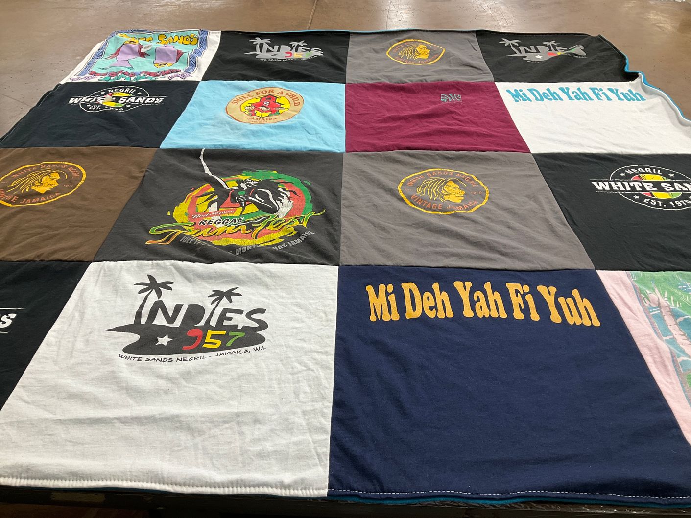 T-shirt quilt with caribbean culture, music themes by christine from FL