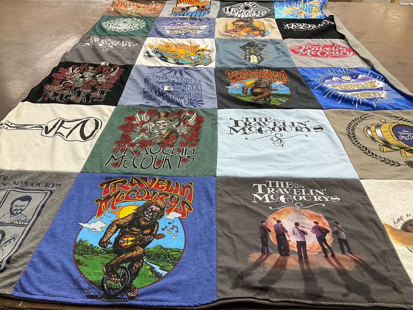T-shirt quilt with music, concerts themes by Allison from TN