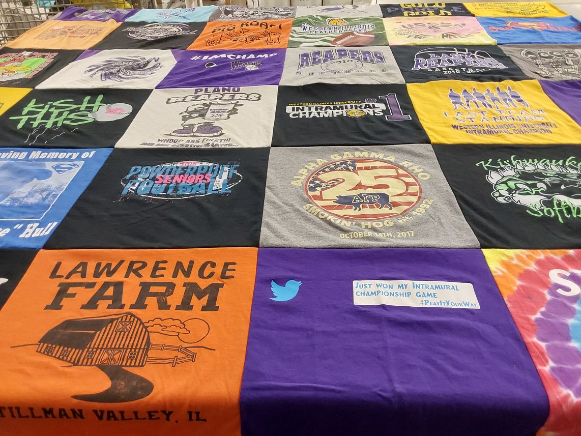 T-shirt quilt featuring western illinois university reapers by Debbie from IL
