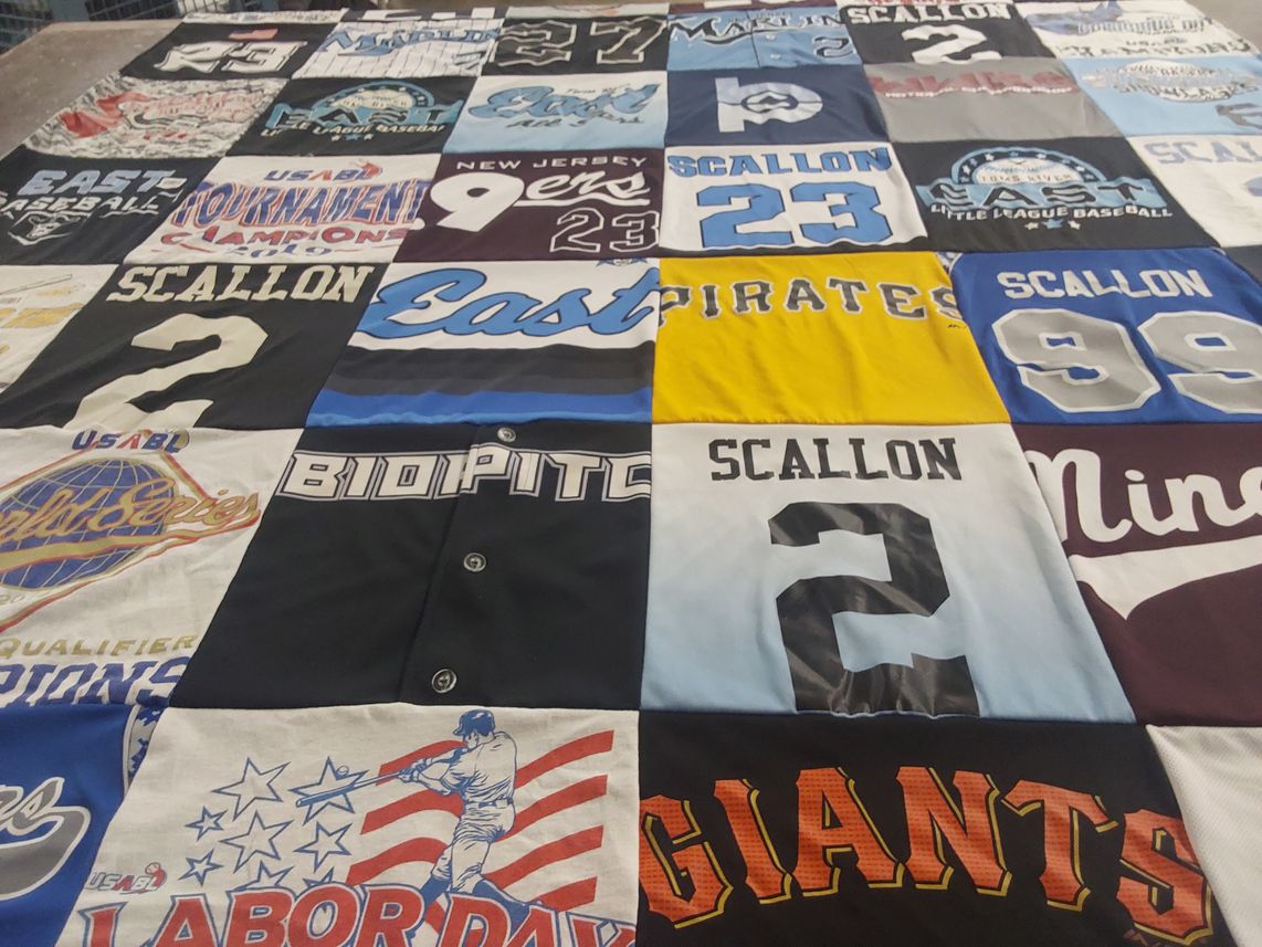 T-shirt quilt with baseball themes by CARLY from NJ