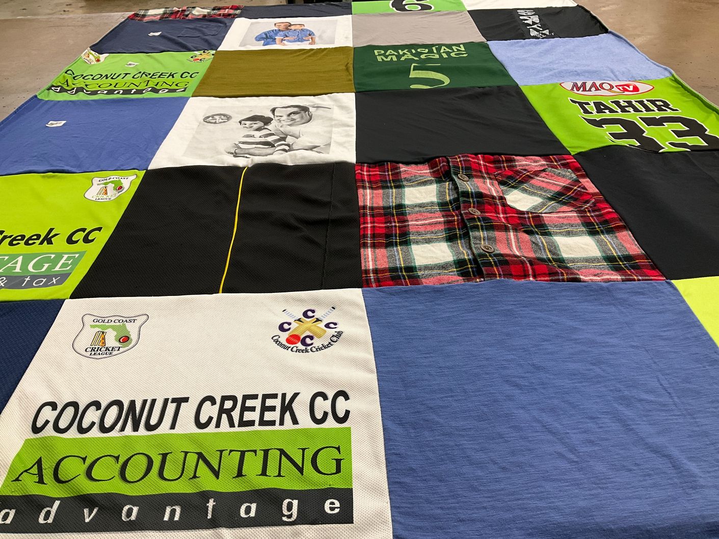 T-shirt quilt with cricket themes by LIZETTE from FL