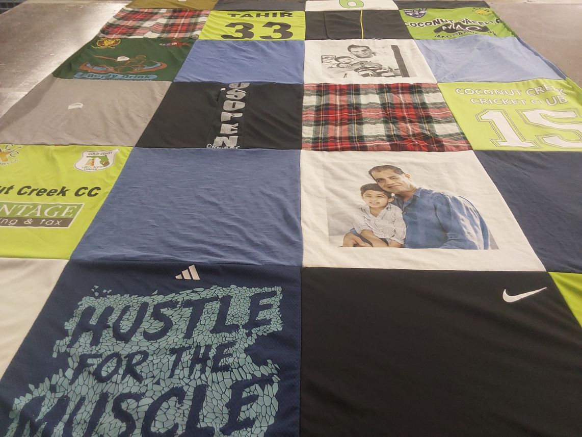 T-shirt quilt with cricket themes by LIZETTE from FL