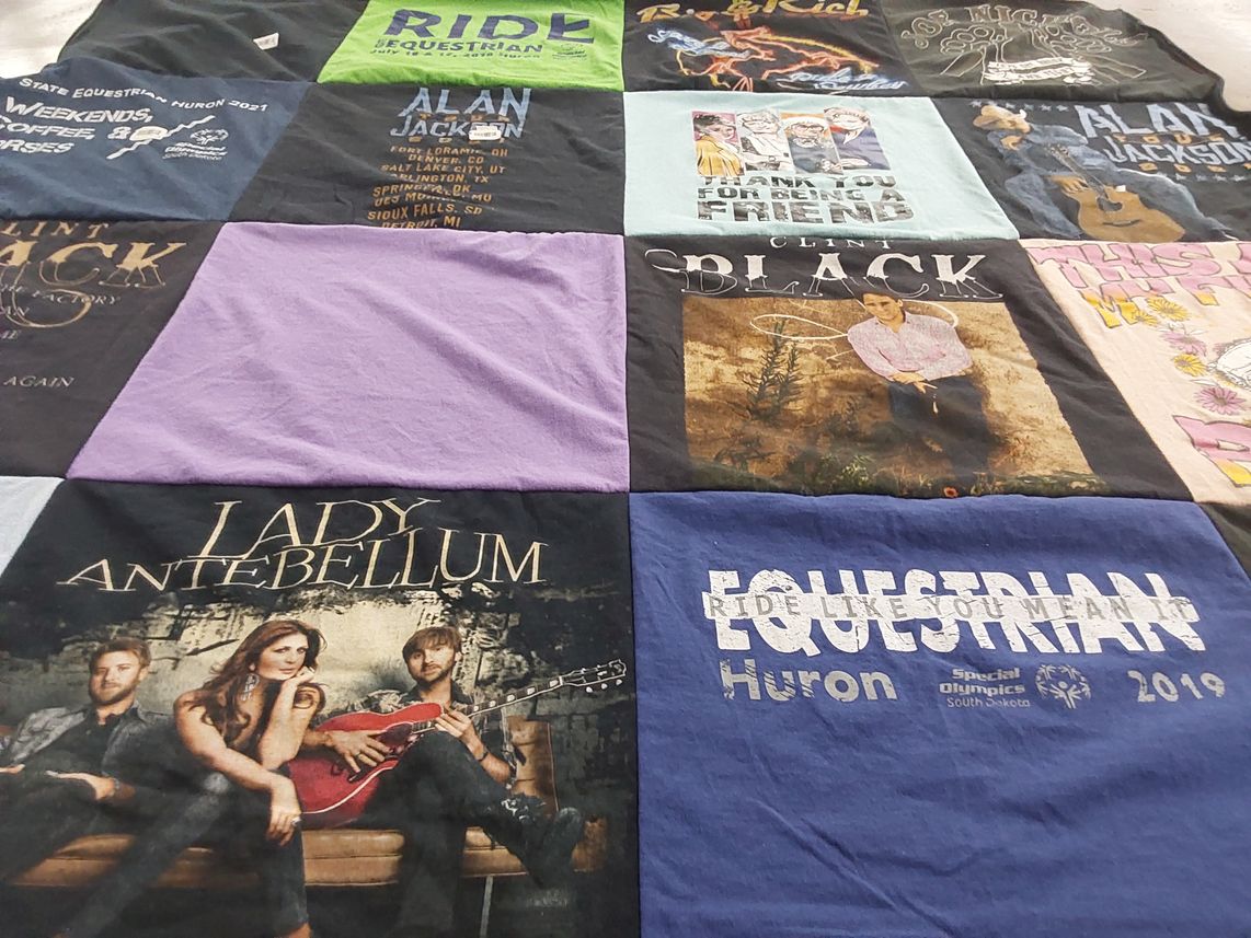T-shirt quilt with equine, music themes by Amanda from SD