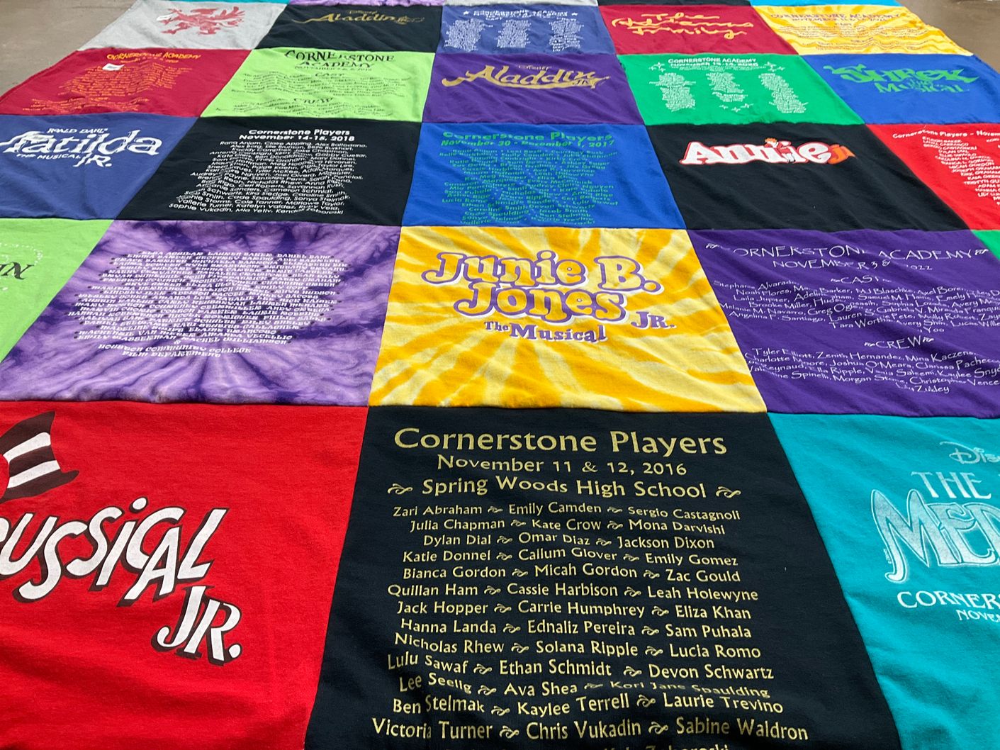 T-shirt quilt from cornerstone academy by Juli from TX