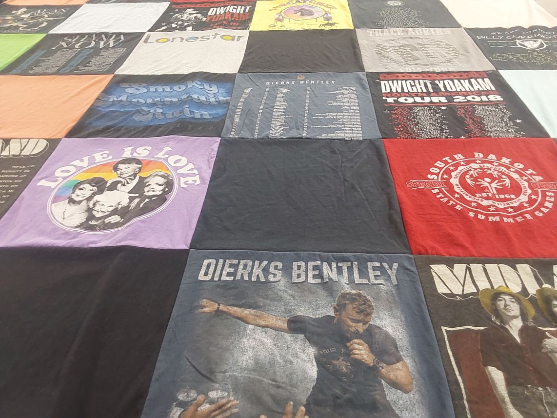 T-shirt quilt with music, country music themes by Amanda from SD