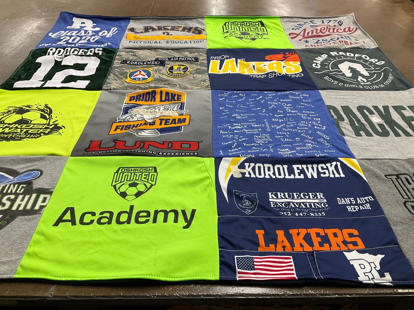 T-shirt quilt featuring lakers by Rochelle from MN