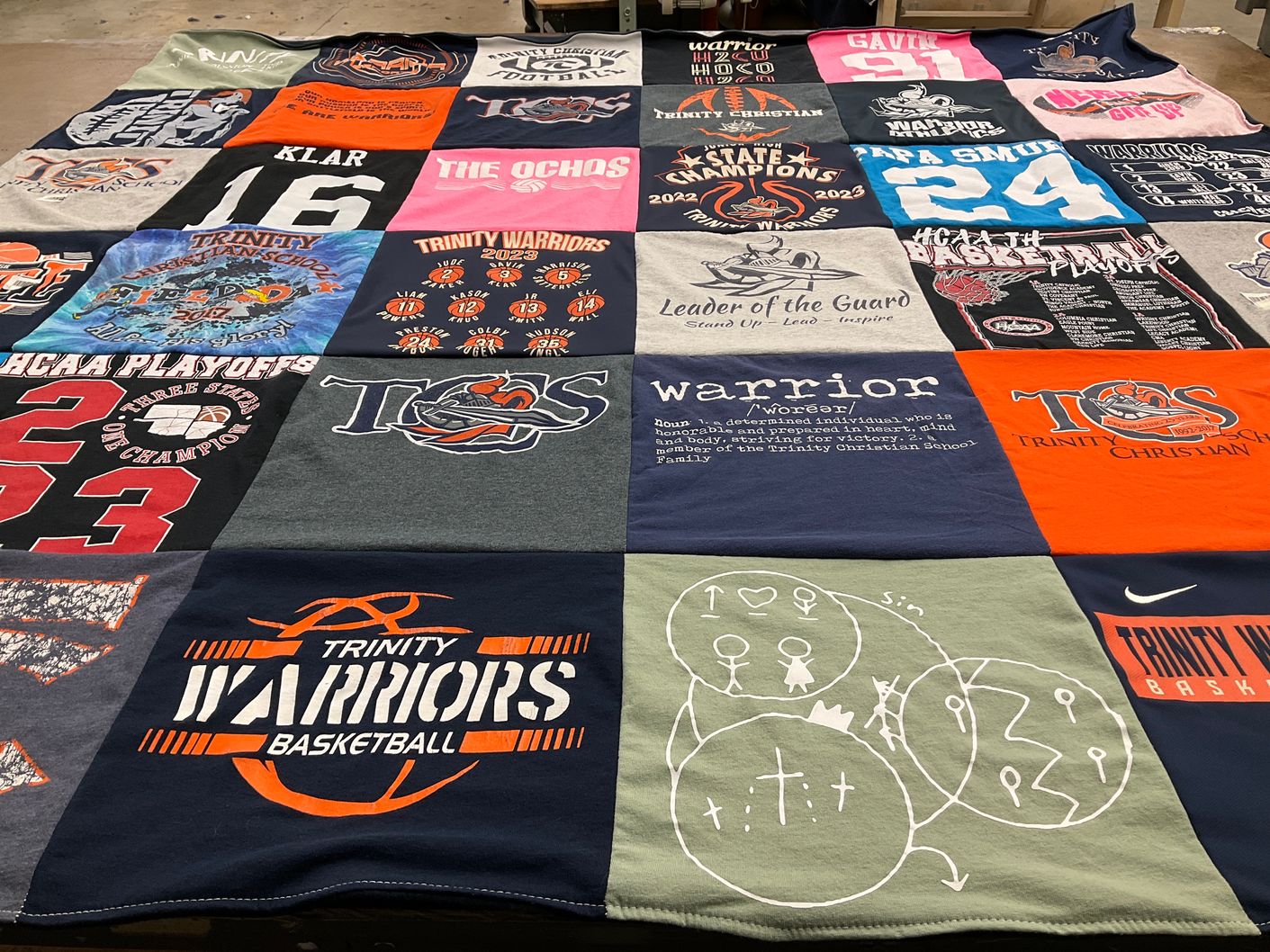 T-shirt quilt featuring trinity warriors basketball by Amy from AR