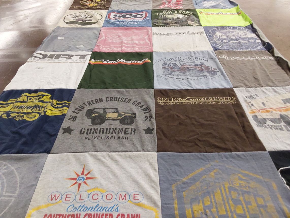 T-shirt quilt with off-roading, cruising themes by Kristin from GA