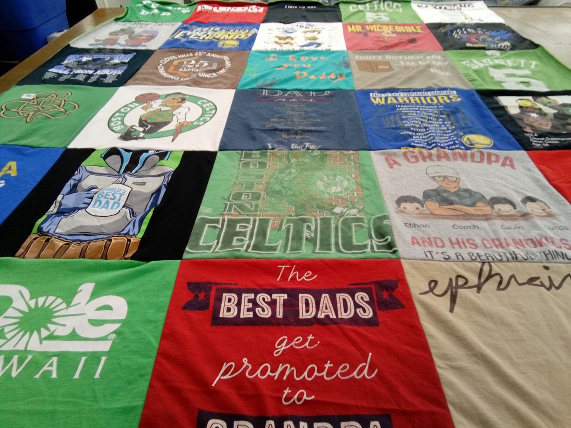 T-shirt quilt featuring boston celtics, golden state warriors by Marylene from CA