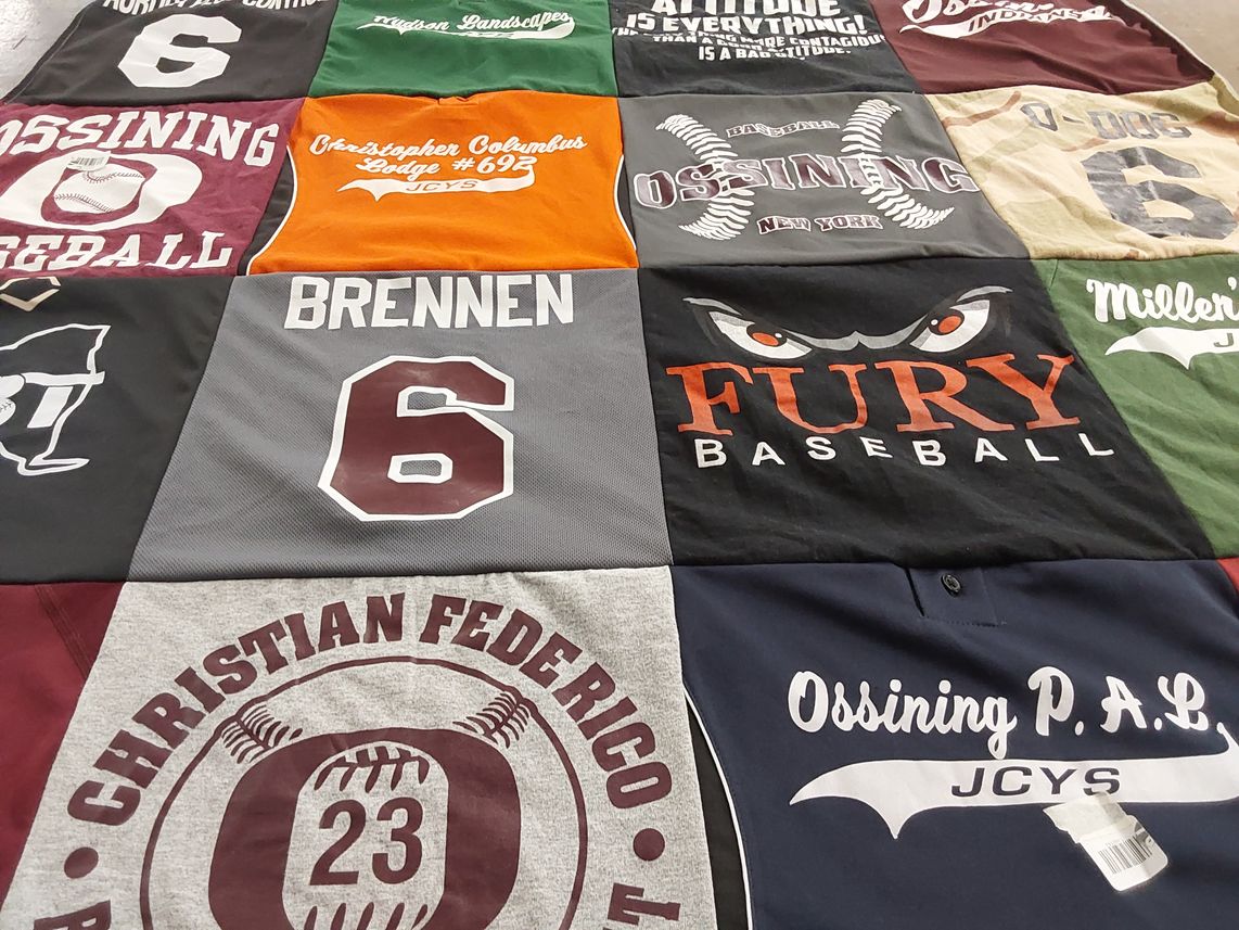 T-shirt quilt featuring ossining baseball, fury baseball by Kris from NY