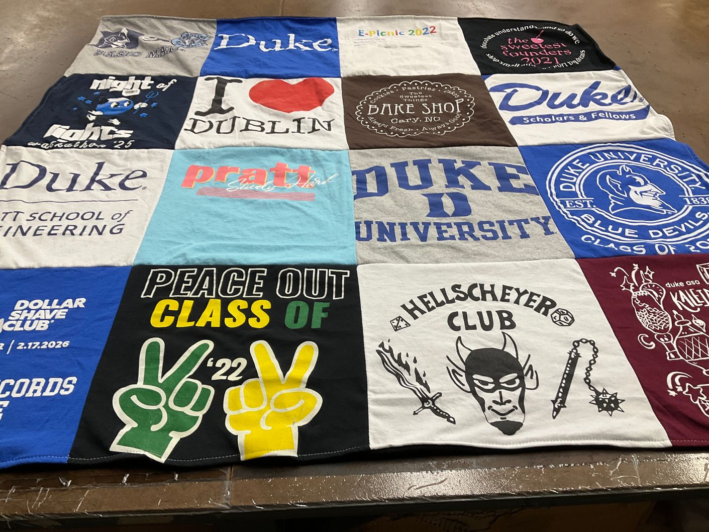 T-shirt quilt from duke university, pratt school of engineering by Ananya from TX