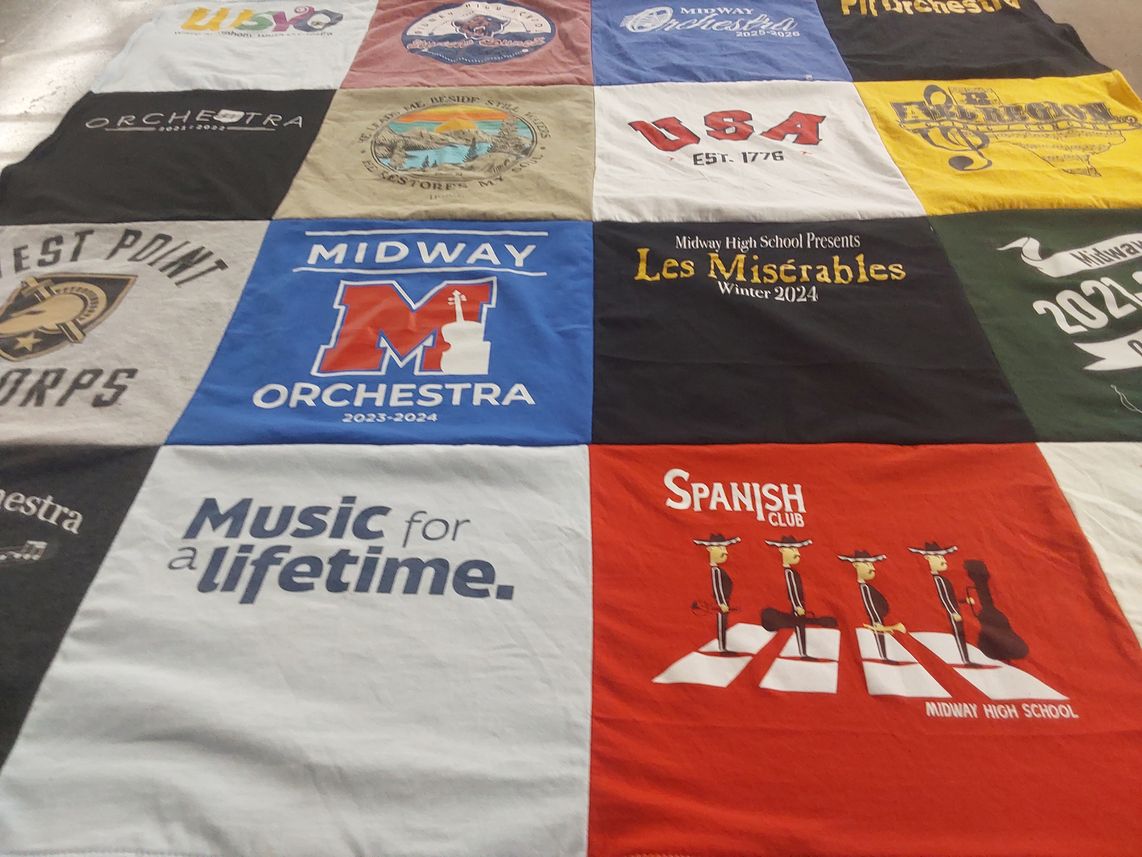 T-shirt quilt from midway high school by Kristine from TX
