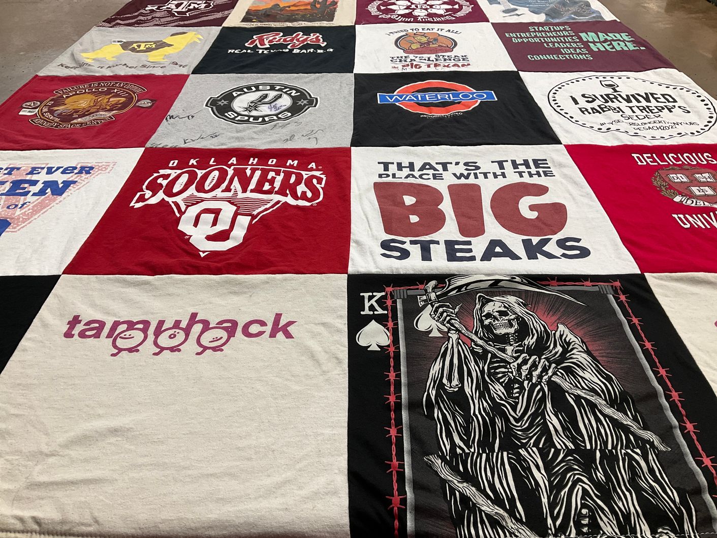 T-shirt quilt featuring oklahoma sooners by Roger from TX