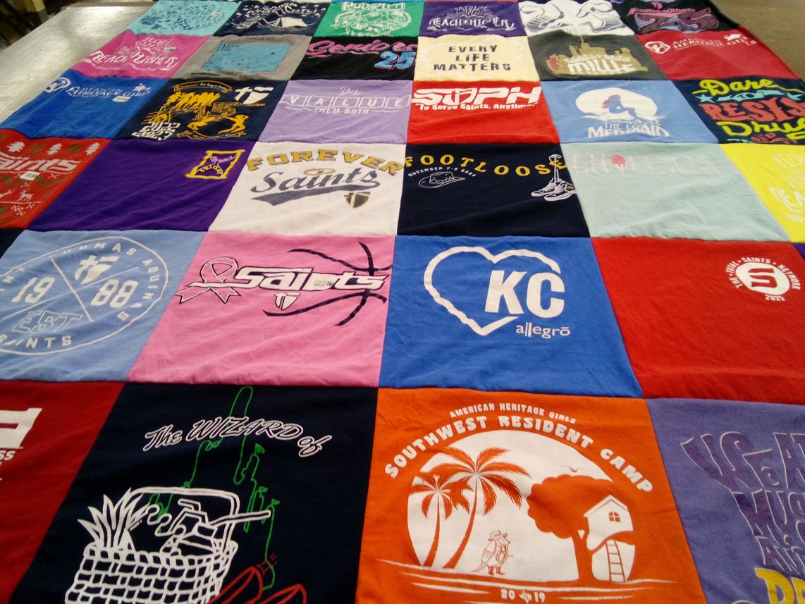 T-shirt quilt featuring saint thomas aquinas high school, saints by Sean from KS