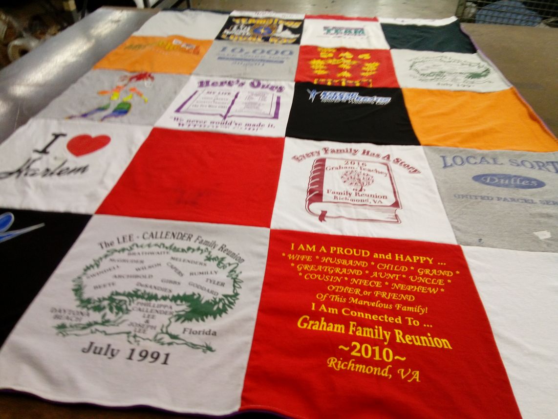 T-shirt quilt with family, reunions themes by Yolanda from VA