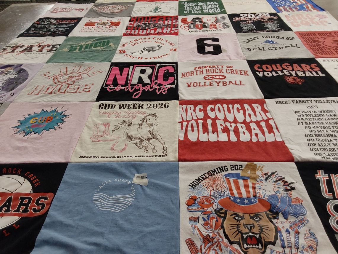 T-shirt quilt featuring north rock creek high school volleyball by Katie from OK