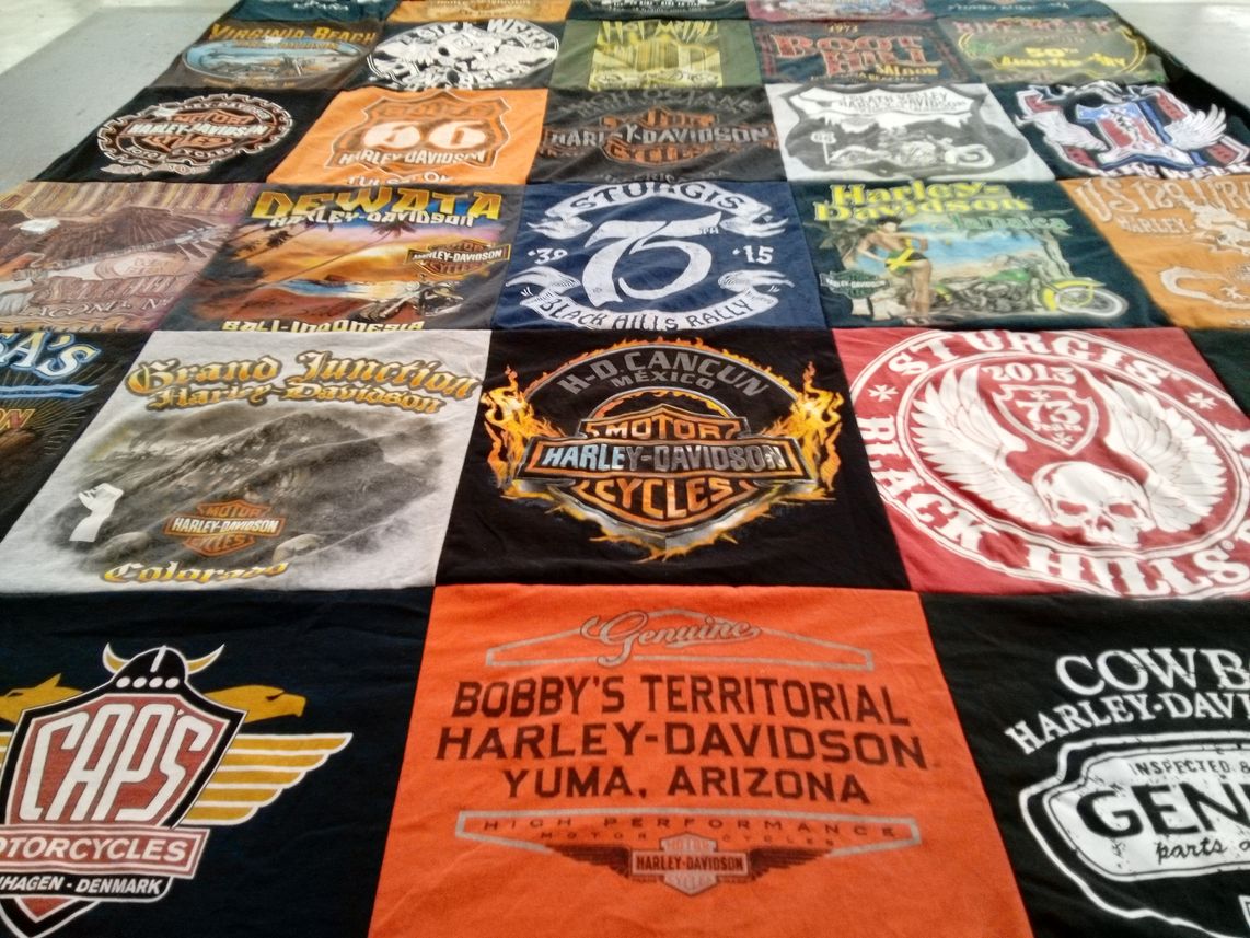T-shirt quilt with motorcycles, harley-davidson themes by William from MA