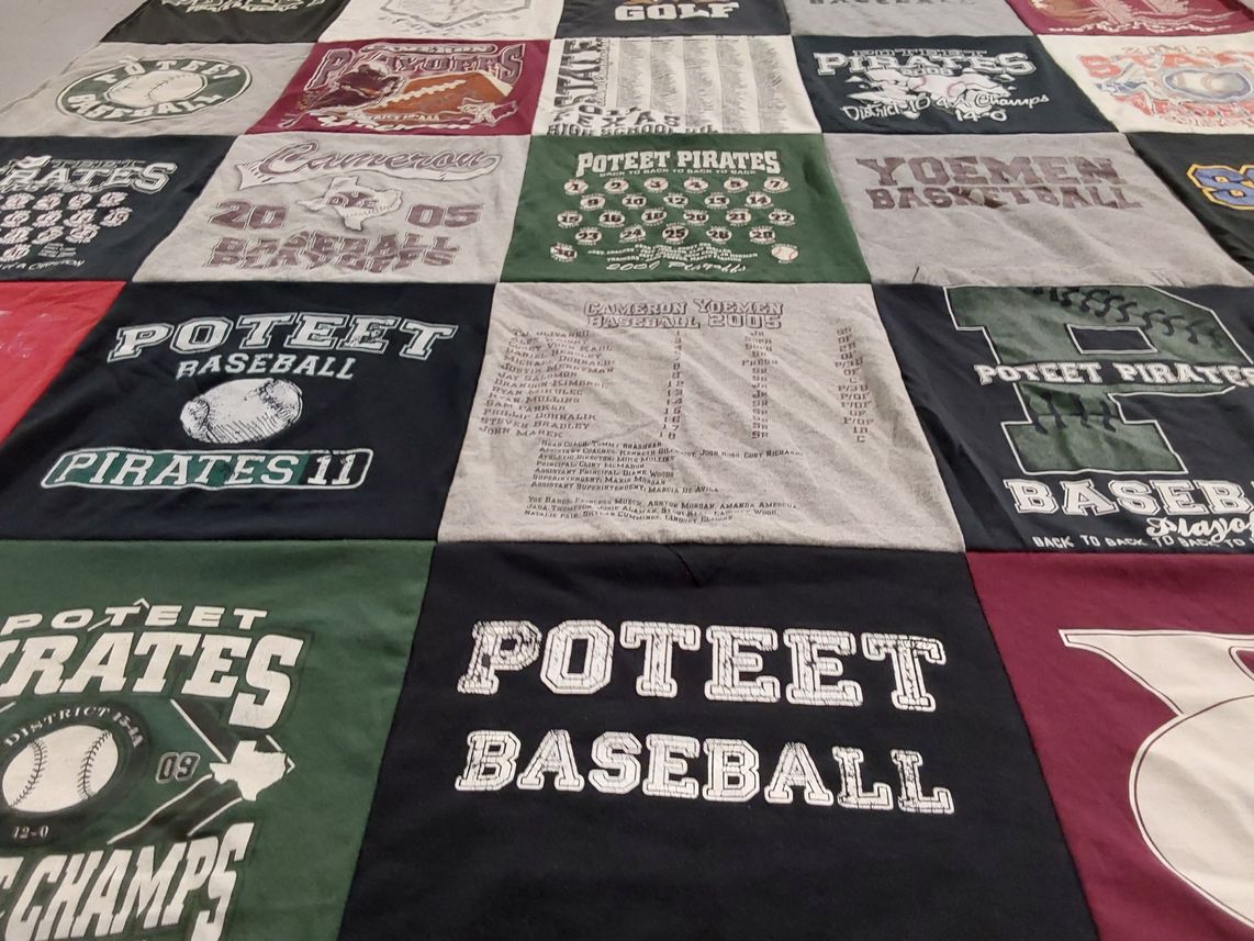 T-shirt quilt featuring poteet pirates baseball by Josh from TX