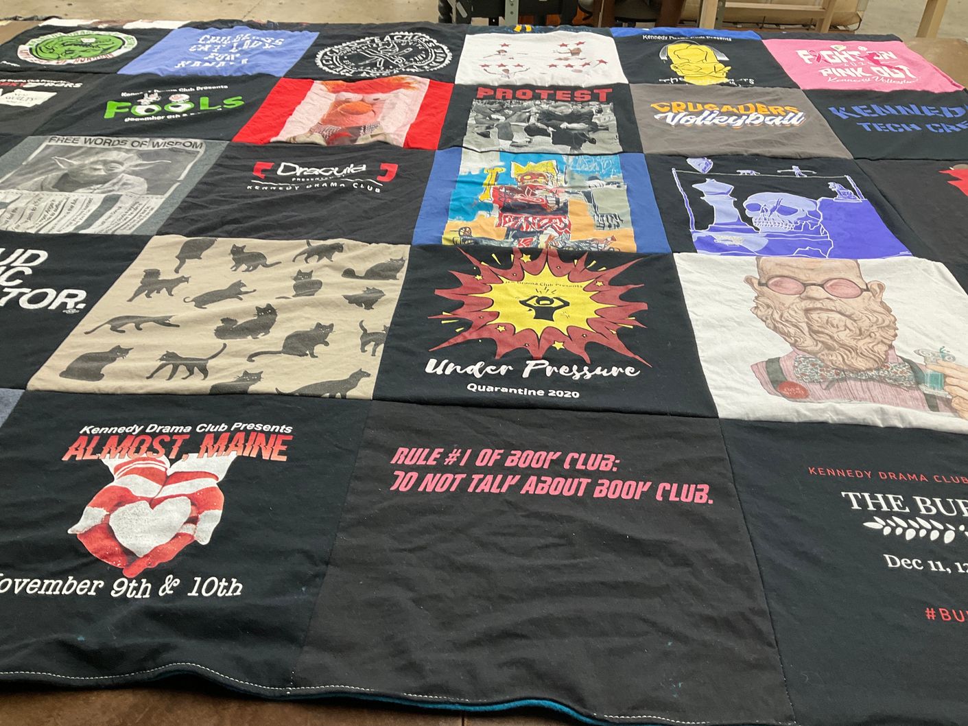 T-shirt quilt featuring kennedy volleyball by Annette from IL