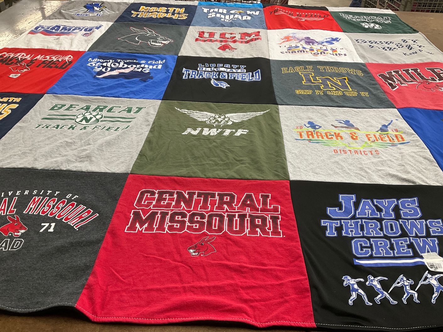 T-shirt quilt featuring central missouri track and field, northwest missouri state university track and field by Kaitlin from MO