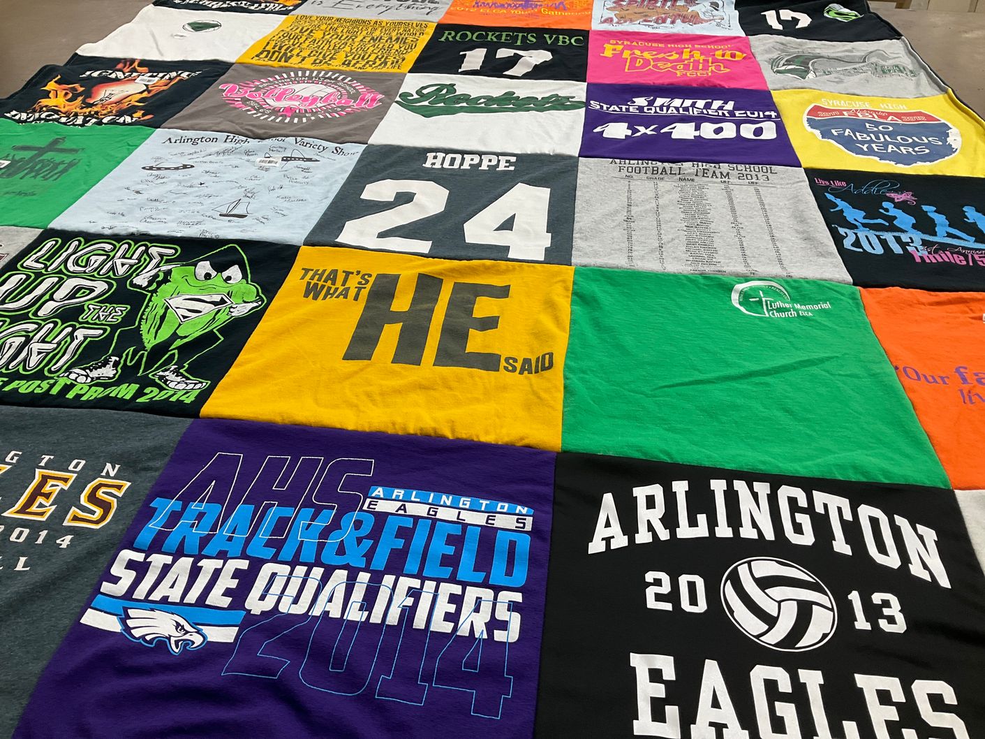 T-shirt quilt featuring arlington eagles by Ann from NE