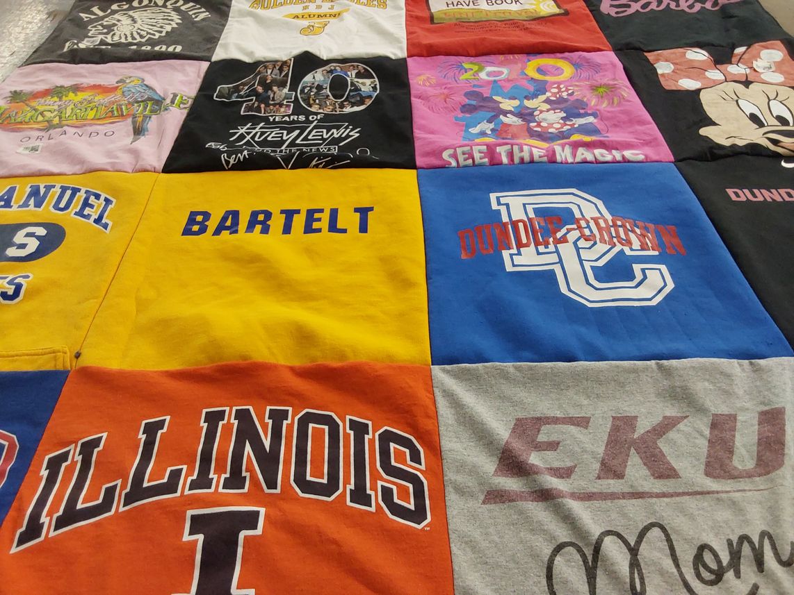 T-shirt quilt from illinois state university, dundee crown high school by Ann from IL
